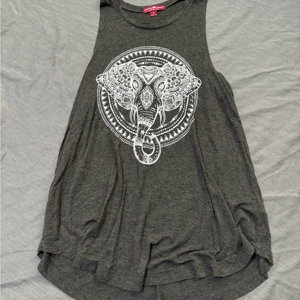 Charcoal Gray Elephant Graphic Tank Top